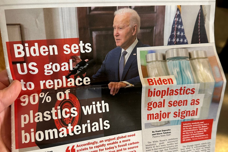 US Goal to replace 90% of plastics with biomaterials for sustainability