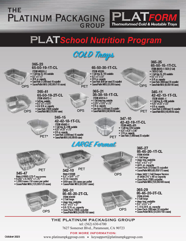 SCHOOL Nutritional Hot Cold Trays 10.13.23