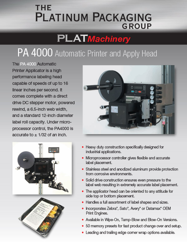 PA 4000 Automatic Printer Apply Head 1